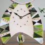 Large Mantel Clock In Shades Of Green Triangle Motif, thumbnail 5 of 8