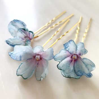 Blue Floral Hair Pins, 2 of 5