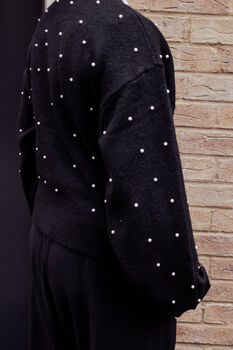 Black All Over Pearl Cardigan, 2 of 6