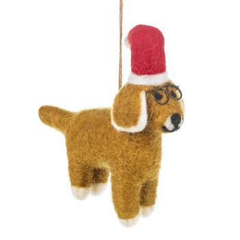 Handmade Felt Saint Dog Nicholas Christmas Decoration, 2 of 8