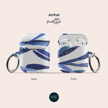 Blue Leaves Air Pod Case Whith Keychain, 5 of 6