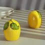 G Decor Set Of Lemon Shaped Salt And Pepper Shakers, thumbnail 1 of 8