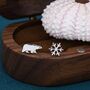 Sterling Silver Polar Bear And Snowflake Stud Earrings, thumbnail 3 of 7