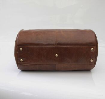 Personalised Barrel Style Brown Leather Holdall Unisex, 8 of 12