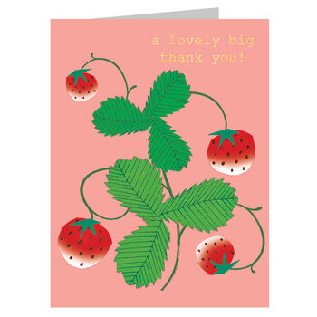 Mini Gold Foiled Strawberry Thank You Card, 2 of 3