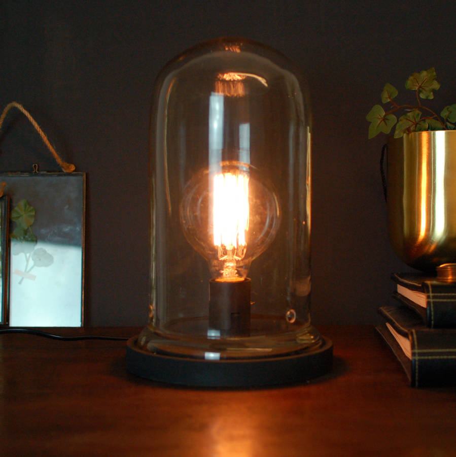 Vintage Desk Table Cloche Glass Bell Lamp By The Luxe Co