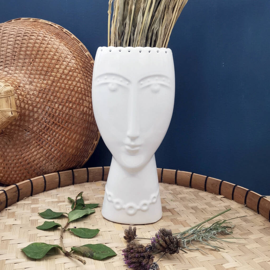 White Cermamic Face Vase By Posh Totty Designs Interiors ...