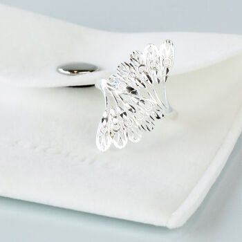 Sterling Silver Fan Design Adjustable Ring, 5 of 6