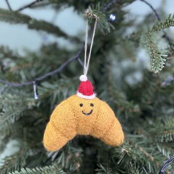 Personalised Felt Croissant Christmas Decoration, 2 of 3