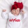 Valentines Heart Embroidered Personalised Romper, thumbnail 4 of 11