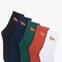 Men's Christmas Highland Cow Embroidered Cotton Socks Five Pack, thumbnail 3 of 8