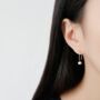 Sterling Silver Pearl Drop Hoop Earrings, thumbnail 2 of 5