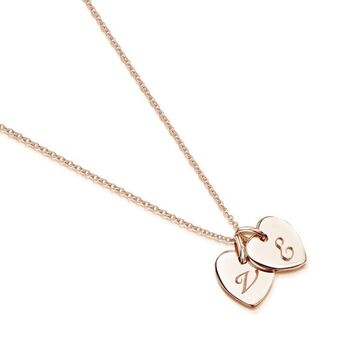 Personalised Rose Gold Plate Little Twin Heart Necklace, 6 of 10