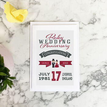 Personalised Ruby Wedding Anniversary Card, 2 of 5
