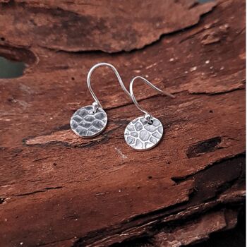 Sterling Silver Bark Drop Earrings, 2 of 3