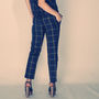 Andrey Check Straight Leg Silk Trousers, thumbnail 3 of 3