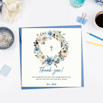 Thank You Communion Cards Floral Wreath, 2 of 5