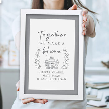 Personalised New Home White A4 Framed Print, 2 of 3