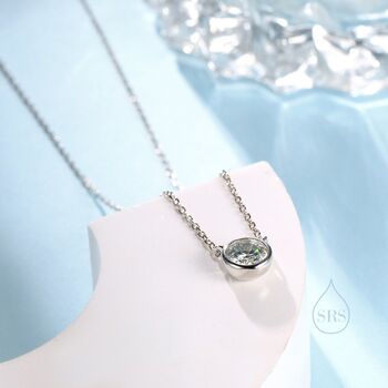 Sterling Silver One Carat Moissanite Solitaire Bezel Pendant Necklace, 5 of 10