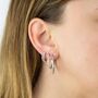 Classic Sterling Silver Cz Hoop Earrings, thumbnail 4 of 8