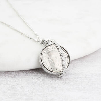 80th Birthday 1944 Lucky Sixpence Spinner Necklace, 4 of 10