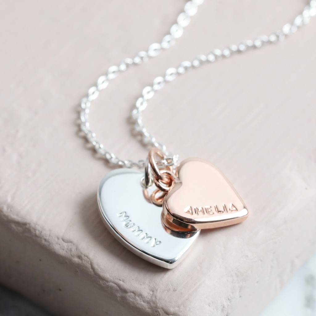 personalised double heart charm necklace by lisa angel ...