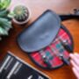 Personalised Black Leather And Red Tartan Bag, thumbnail 1 of 5