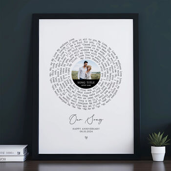 Personalised Song Lyrics Print, Anniversary Song Gift, 2 of 7
