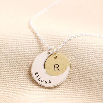 Personalised Crescent Moon Disc Pendant Necklace, 4 of 6