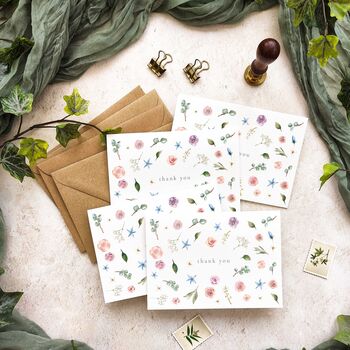 Blush Pink Roses, Gypsophila And Eucalyptus Thank You Cards, 5 of 7
