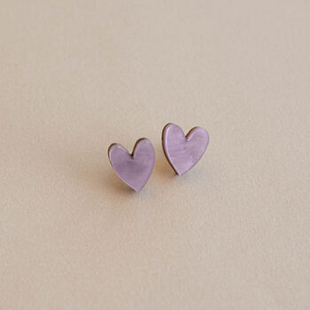 I Heart You Stud Heart Earrings In Red, Pink Or Lilac, 4 of 4