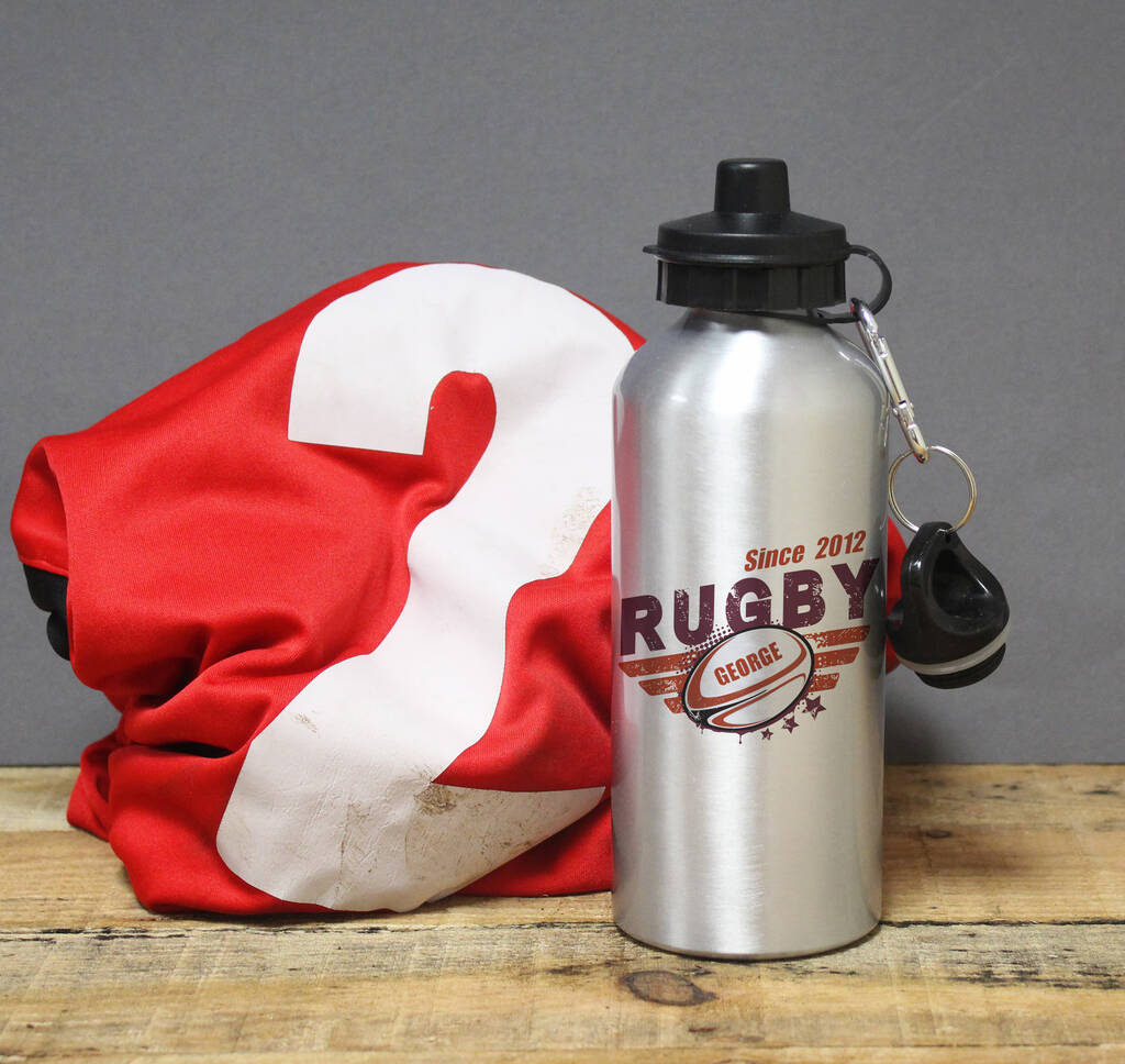 Personalised Rugby Drinks Bottle, 1 of 2