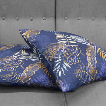 Dark Blue Tropical Leaf Themed Soft Cushion Cover, 4 of 7