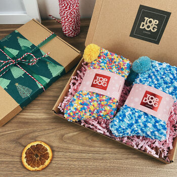 Pack Of Two Cosy Fluffy Christmas Socks, 3 of 5