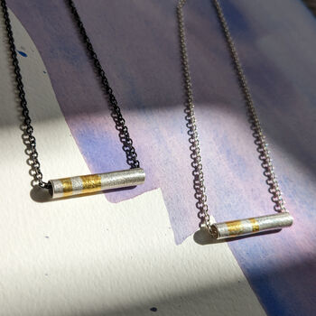 Silver Gold Everyday Textured Pendant Necklace, 10 of 10