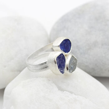 Tanzanite, Moonstone And Lapis Lazuli Gemstone Ring, 3 of 7
