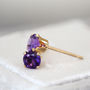 Purple Amethyst Stud Earrings In Silver Or Gold, thumbnail 7 of 12