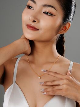 Bridal Natural Pearl Grade A Satellite Chain Gold Vermeil, Rhodium Necklace, 11 of 12