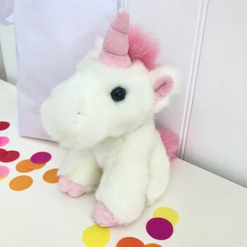 Fluffy Unicorn In Personalised Gift Bag, 2 of 3