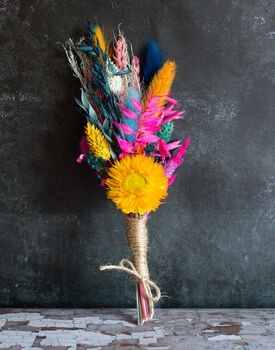 Small Dried Flower Posy In Neon Brights, 2 of 2