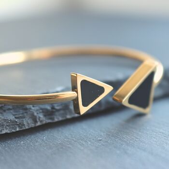 Geometric Bangle 18k Gold Plated Valentines Gift, 4 of 7