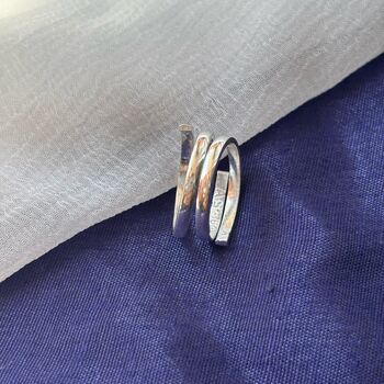 Adjustable Plain Pure Silver Slim Band Cuff Ring, 3 of 6