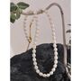 Monaco D’or Ivory Gold Pearls Lock Charm Necklace, thumbnail 2 of 2