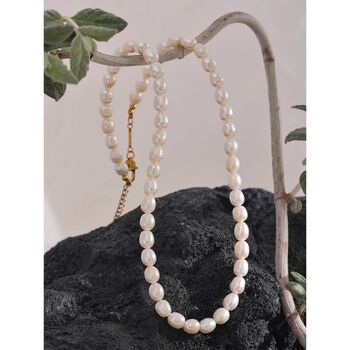 Monaco D’or Ivory Gold Pearls Lock Charm Necklace, 2 of 2