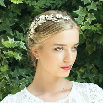 Silver Or Gold Plated Floral Bridal Hair Clip, 7 of 10