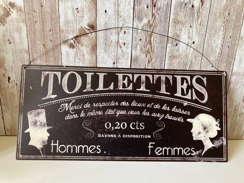 36cm French Wall Bathroom Sign Hanging Toilet Plaque Decor, 1 of 4
