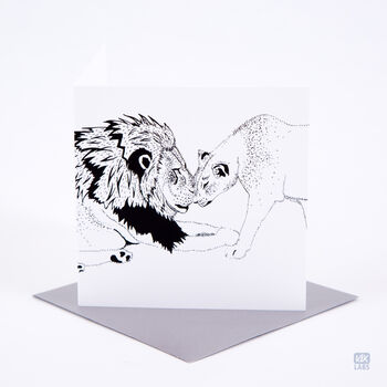 Lion And Lioness Greetings Card, 3 of 3