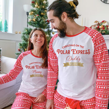 Personalised Family Christmas Pyjamas Polar Express, 6 of 7