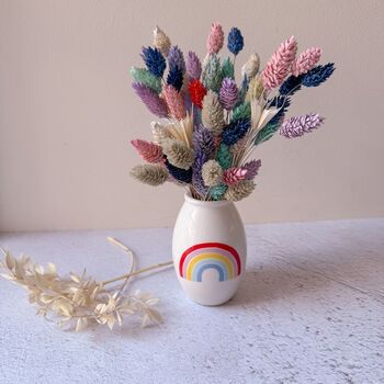 Rainbow Bud Vase With Dried Phalaris, 2 of 3