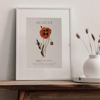 Birth Flower Wall Print 'Poppy' For August, 7 of 9